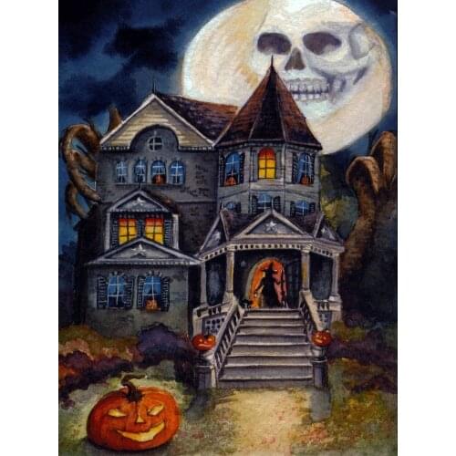 JMINE Div 5D Halloween Pumpkin Skull Moon ghost House Full Diamond Painting kits art Cartoon 3D paint by diamonds