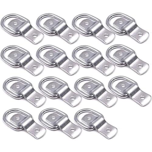15 Pack D-Ring Tie Downs, 1/4Inch D-Rings Anchor Lashing Ring for Loads on Trailers Trucks RV Campers ATV SUV Boats Moto