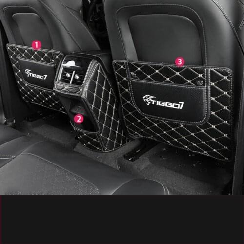 Leather Car Seat Cover Rear Armrest Anti-kick Pad Protector for Chery Tiggo 7/tiggo 7 Pro 2020 2021 Interior Accessories Sticker