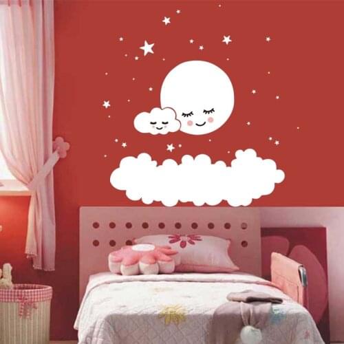 Moon Star Wall Stickers Childrens Clouds Wall Stickers Childrens Room Decoration Vinyl Stickers for Girls and Toddlers SP-114