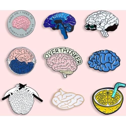 Human Mysterious Organ Brain Hemisphere Metal Enamel Brooch Fashion Brain Scientist Doctor Nurse Costume Backpack Jewelry Gifts