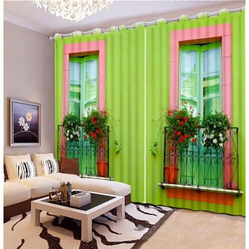 Fashion Customized 3D Curtain Green Window Bed Room Living Room Office Hotel Cortinas Bathroom Curtain Blackout Curtain