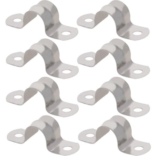 MroMax 8/10/20/30/50/100pcs Metal Pipe Clamp 304 Stainless Steel 5/8/10/12/14/16/20mm Polished Installation Hole Diameter 4/6mm