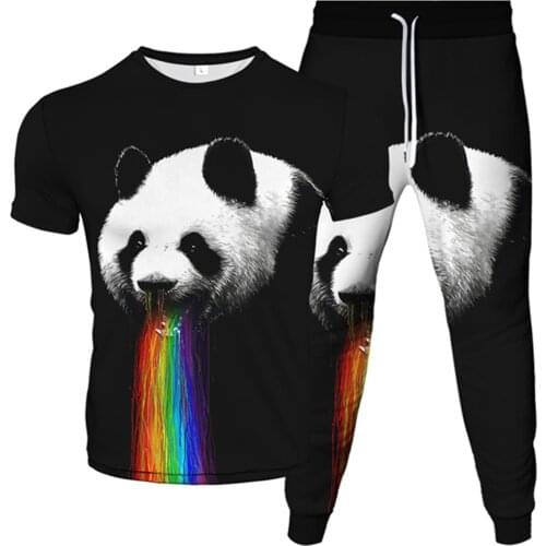 Lovely Animal Panda 3D Print Men Women Tracksuit Cool T-Shirt+Trousers 2pc Sets Clothes Female Male Fashion Suit Plus Size S-6XL