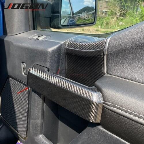Real Carbon Fiber Car Accessories Interior Inner Door Handle Cover Trim Strip Sticker For Ford F150 F-150 Raptor 2015-2020