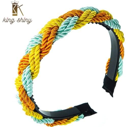 King Shiny Temperament Twisted Headband for Woman Elegant Hand Made Twisting Weaving Hairband Girls Washing Face Hairhoop Crowns