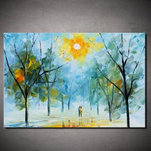 Hand-painted Oil Painting Palette Knife Thick Paint Warm Spring Painting Modern Home Canvas Wall Living Room Decor Art Picture