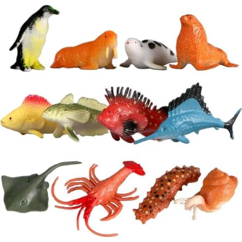12PCS Plastic Ocean Animals Assorted Animal Figures,Underwater Sea Life Creatures Educational for Kids Great Party Favors