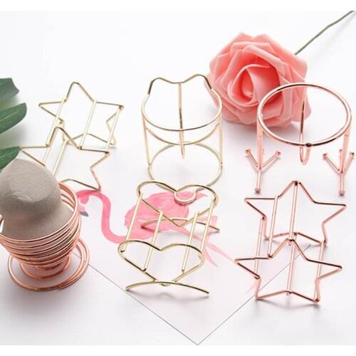 Makeup Supplies Powder Puff Rack Portable Multi Purpose Stainless Steel Beauty Shelf Holder Tools Dryer Organizer Bracket Box