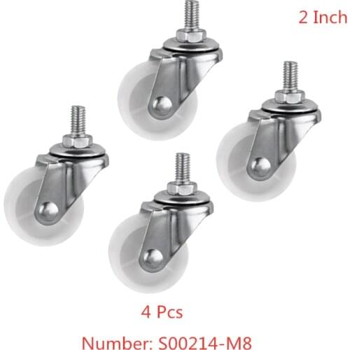 4 Pcs/Lot Casters 2 Inch M8 Screw Universal Caster Diameter 5cm Tooth Wear-Resistant Pulley Clothes Hanger Roller