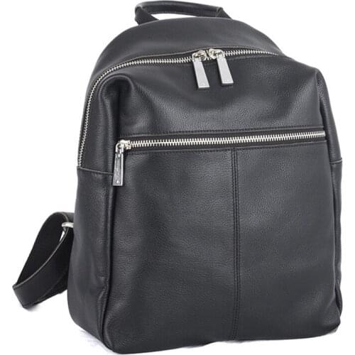 Commute Women Backpack High Quality Genuine Leather Female Bag Black School Bags Ladies Soft Simple Travel Backpacks