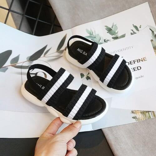 Stylish Beach Baby Boys Girls Sandals Toddler Solid Color Pink Black Slip-On Flat Shoes Summer Kids Children Sandals
