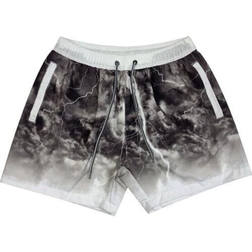 Men shorts 3D printed men beach shorts beach vacation casual shorts fashion mid-waist drawstring men board shorts