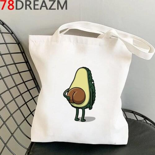 Avocado shopping bag reusable tote jute bag shopping bolso canvas bag foldable string grab