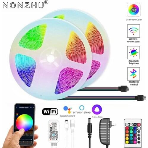 LED Strip RGB Light Bluetooth WIFI Controller Flexible SMD 5050 Decoration Home Bedroom Lamp Luminous String Ribbon Diode DC 12V