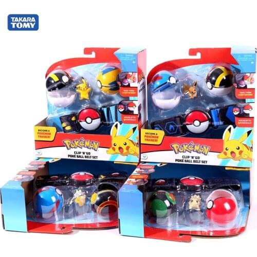 TOMY Pokemon toys Elf Ball Belt Pikachu Pokeball Pocket Monster Variant ModelToy Set cosplay Action Figure Model Kids Toy
