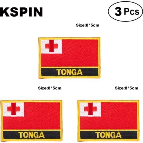 Tonga Rectangular Shape Flag patches embroidered flag patches national flag patches for clothing DIY Decoration