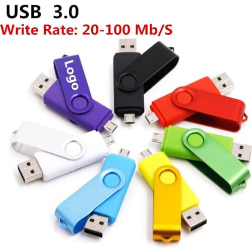 Pen Drive OTG Type-C 3.0 USB Flash Drive 360° Rotating Metal Pendrives 16G 32G 64GB 128GB High Speed Usb Stick Memoria Free Logo
