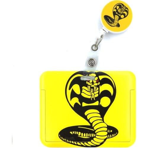 Snake Cobra Kai Cartoon Cute Credit Card Holder Lanyard Women Men Kid Student Retractable Badge Reel ID Name Bus Clips