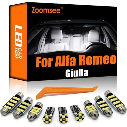 Zoomsee 8Pcs Interior LED For Alfa Romeo Giulia 2017-2020+ Canbus Vehicle Bulb Indoor Dome Reading Light No Error Auto Lamp Kit