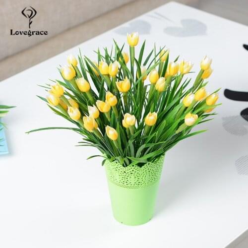 1 Bouquet Fake Tulip Flowers Heads DIY Plastic Simulation Artificial Tulips Flores Wedding Table Center Home Decor Faux Flowers