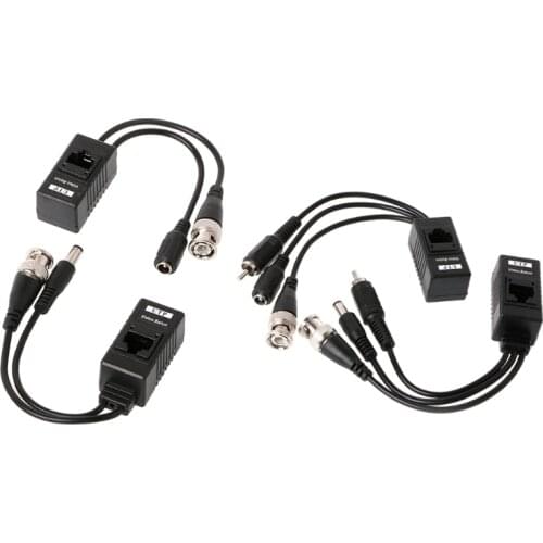 1 Pair BNC To RJ45 Passive Video Power + Balun Transceiver For CCTV Camera