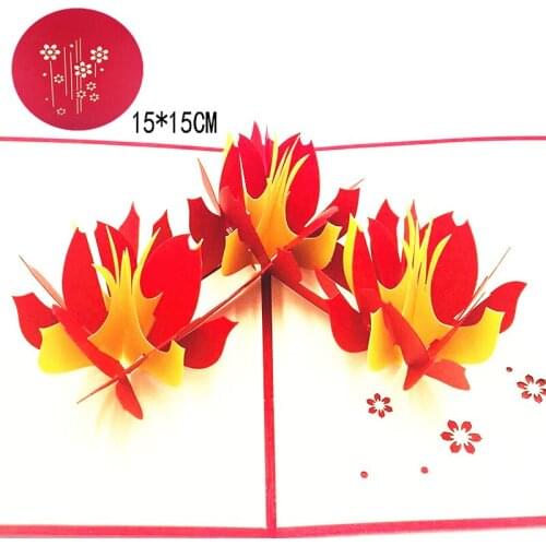 10pcs Handmade Laser Cut Love Flower 3D Pop Up Greeting Cards With Envelope Post Card Valentine' Day Party Wedding Gift Supplies
