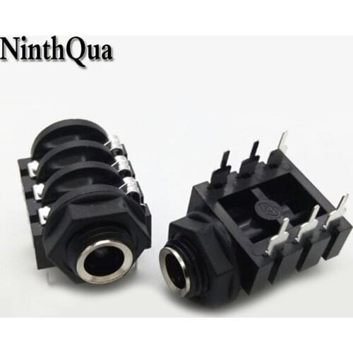 2pcs DIP 6.35mm / 6.5mm 6P Stereo Dual Channel Microphone Socket 6.35 /6.5 Audio Straight jack