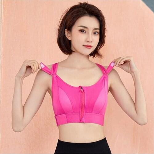 2021 New Adjustable Front Zipper Sports Bras Shockproof Wirefree Push Up Vest Underwear Fitness Plus Size Yoga BH Brassiere