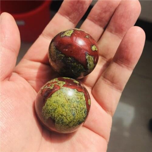 30mm 2pcs Natural Dragon Blood Stone Jasper Crystal sphere ball healing
