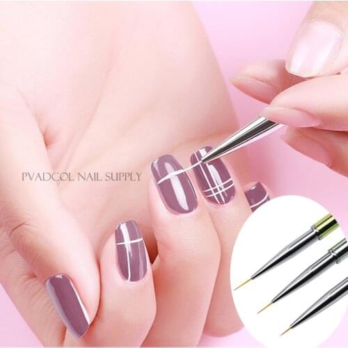 3Pcs Nail Art Brush Pen Plating Handle Liner Stripe Flower Drawing Colorful Manicure Acrylic Tool