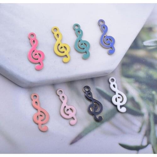30pcs 16*6mm Copper Both Side Enamelled Musical note Charms