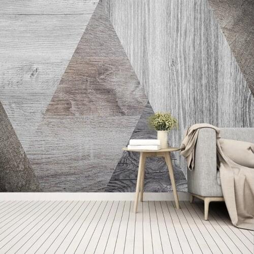 Custom 3D Wall Mural Modern Vintage Wooden Board Wallpaper Living Room TV Sofa Creative Geometric Wall Painting Papel De Parede