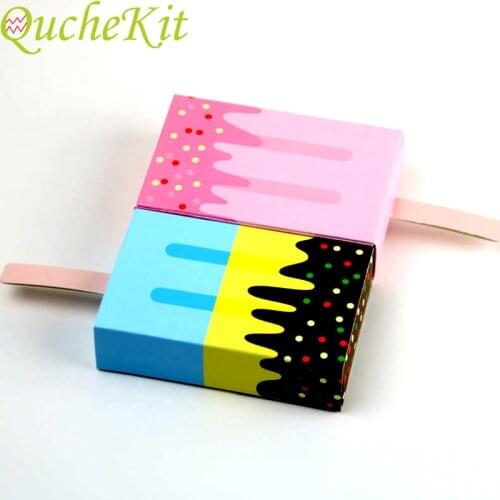 50pcs Ice Cream Shape Candy Paper Box Bag Wedding Favor Gift Boxes Baby Shower Kids Birthday Party Chocolate Packaging Boxes