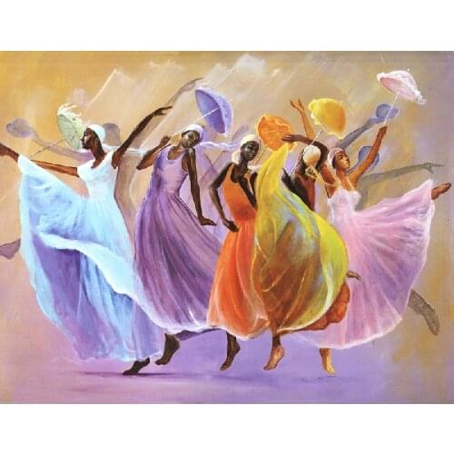 Canvas prints Handpainted abstract dancing oil painting beautiful girls dancing picture living room decor art