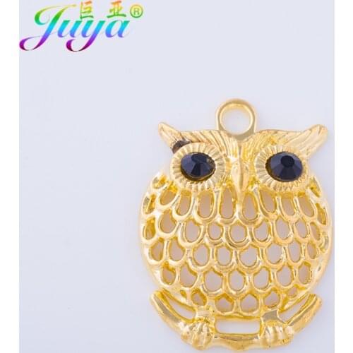DIY Jewelry Findings Supplies Cz Rhinestones Owl Charm Connectors For Women Kids Charm Bracelets Handmade Material