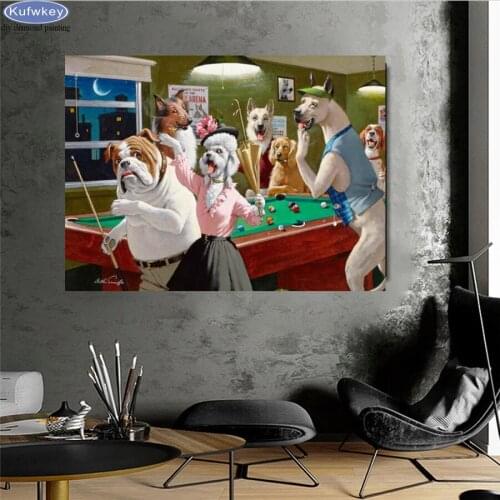 5D Diamond Painting Diamond Embroidery sale Dogs Billiards Cross Stitch kit 3D Full Drill round Diamond Mosaic Needlework Decor