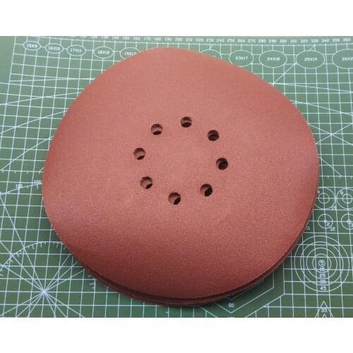 New 10Pcs 225mm Self-adhesive flocking sandpaper with 8 hole Wall polishing Abrasive paper 60#-400# for Metope grinding machine