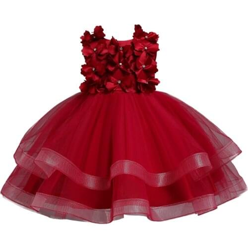 Baby Clothes 2021 Spring New Children Birthday Party Dress Princess Dresses Girls Lace Wedding Dress Flower Girls Tutu Skirt 10Y