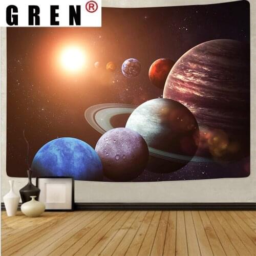GREN Universe Tapestry Macrame Sun Wall Hanging Planet Tapestries Psychedelic Solar System Mural Tapestry Living Room Home Decor