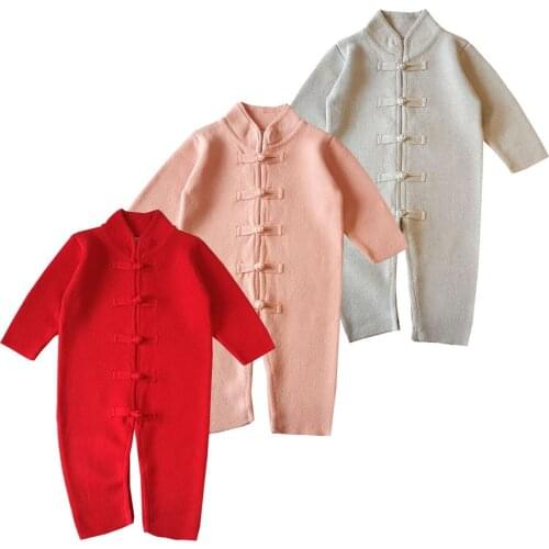 Chinese style romper baby new born baby clothes Chinese buckle design new autumn infant clothing festive clothes elegant baby