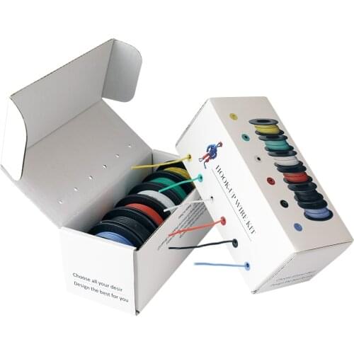 54m/Box 26 AWG Hook up Wire Kit (Stranded Wire Kit) 26 Gauge Flexible Silicone rubber Electric wire 6 colors 29.5 feet Each