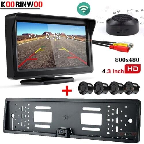 Koorinwoo Ultrasonic Wireless European License No. Camera Parking Sensors 22mm colorful Screen Detector Reverse Backlight System