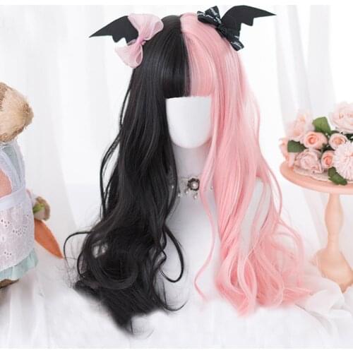 CosplayMix 3 Style Christmas Halloween Party Lolita Alice Garden Ombre Long Curly Bangs Cosplay Synthetic Wig+Cap