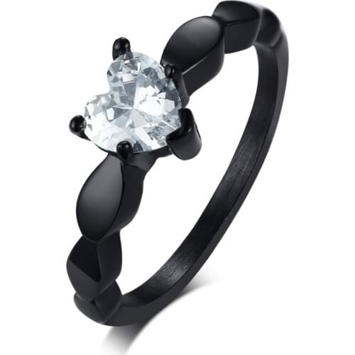 Cool unique black stainless steel jewelry engagement rings for women girls