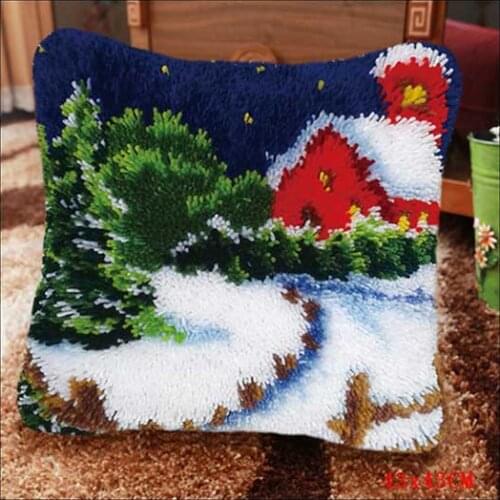 Latch Hook Christmas kits Pillow Diy Handmade Printed Canvas Cushion Latch Hook Kit klink haak kleed Christmas knoopkussen