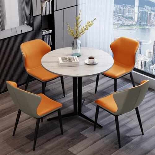 Nordic Marble Small Round Dining Table Rock Plate Comedor 4 Sillas Kitchen Dinner Table and Chairs Dining Table Set 4 Chairs