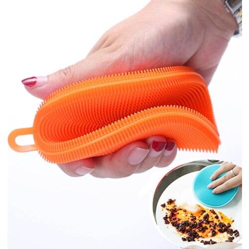 Multifunctional Silicone Brush Kitchen Dishwashing Sourcing Pad Decontamination Pot and Bowl Cleaning Brush Anti Hot Table Mat
