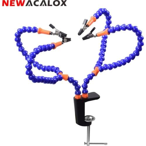 NEWACALOX Multi Soldering Helping Hand Third Hand Tool with 4PCS Flexible Arms Soldeirng Station Holder for PCB Welding Repair