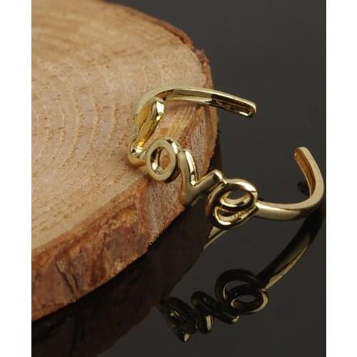 Fashion Elegant Simple Foot Finger Rings Golden Love Toe Ring For Couples Women Letter Shaped Opening Adjustable Ring Gift